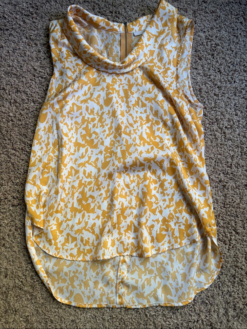 Halogen Yellow and White Cowl Neck Sleeveless Top